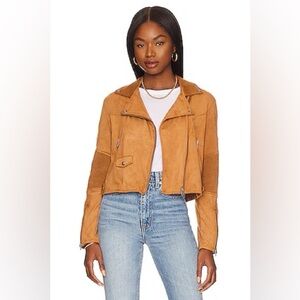 NWT BLANK NYC Moto Jacket in Toasted Caramel Tan Brown Large